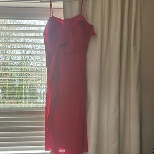 City Chic Red Ruffle Midi Dress